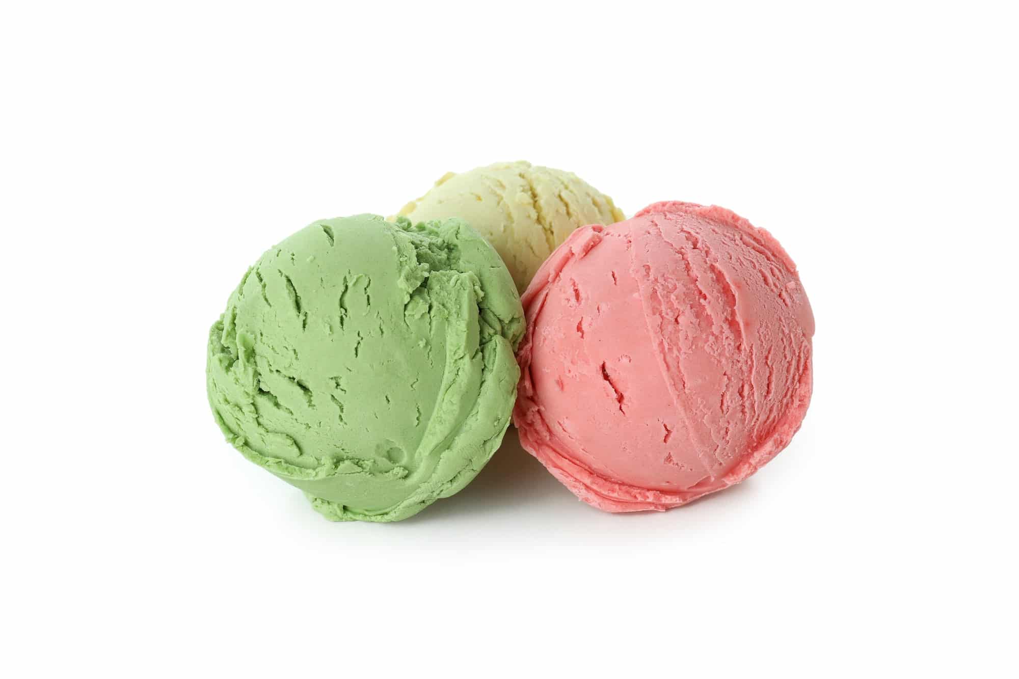 Balls of ice cream isolated on white background